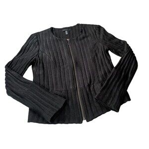 Ribbed Lady Jacket by DREW Black Size XS Zip Front Lined Classic Career USA Made